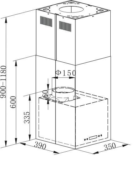 Купить Островная вытяжка MAUNFELD BATH LIGHT (ISLA) 35 нержавейка — Фото 2