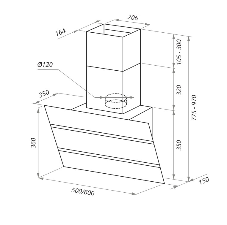 Купить Наклонная вытяжка MAUNFELD Bridge 60 черный — Фото 2