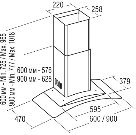 Купить Купольная вытяжка CATA C 900 GLASS/B — Фото 2