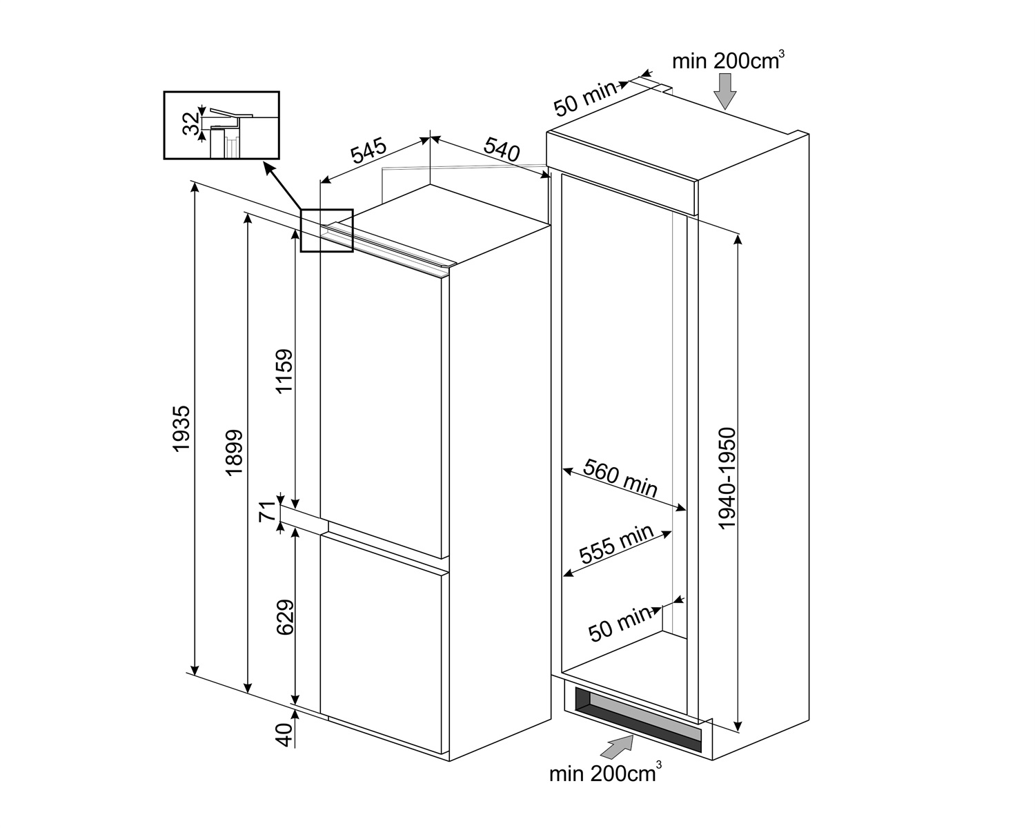 Купить Встраиваемый холодильник Smeg C8194TNE — Фото 2