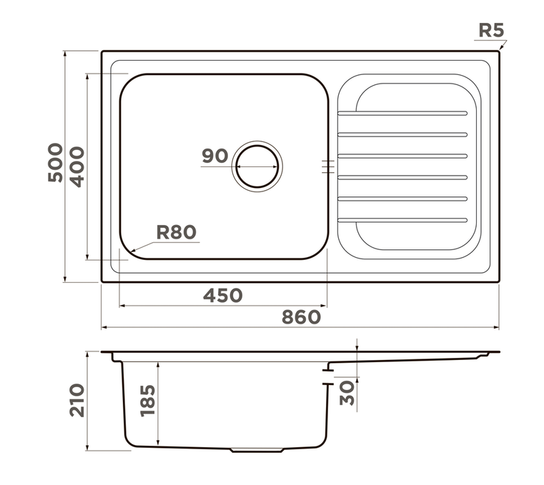 Купить Мойка OMOIKIRI Haruna 86-IN нерж.сталь/нержавеющая сталь — Фото 2