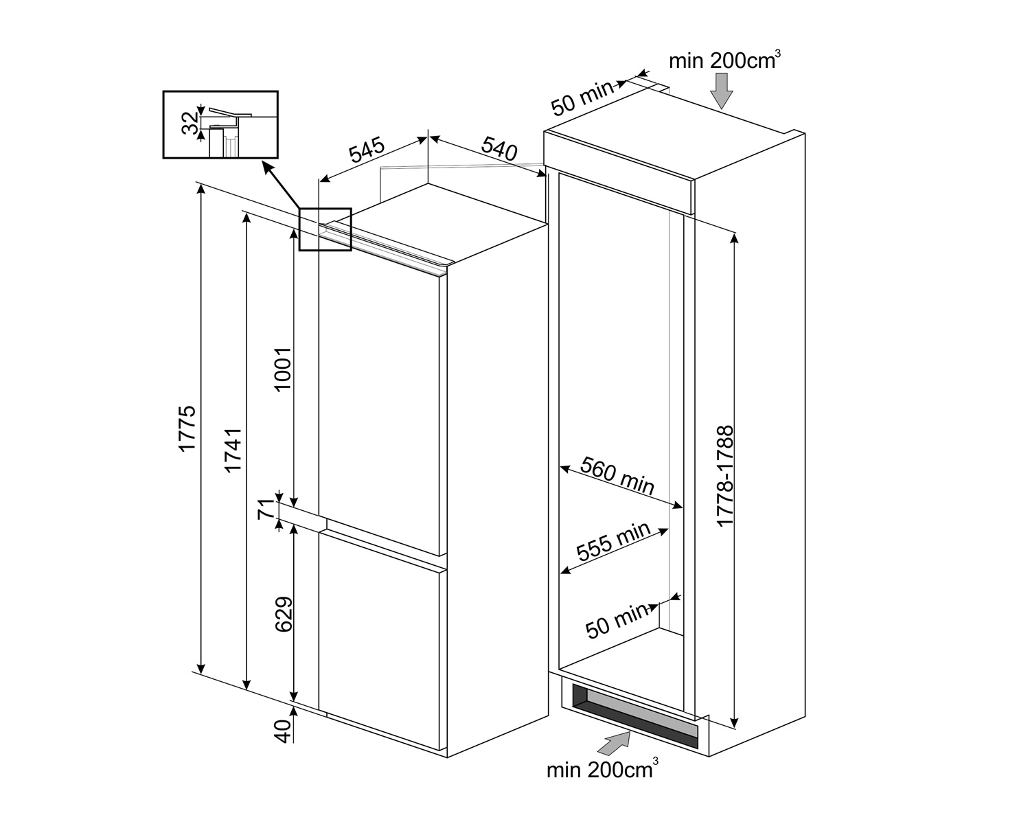 Купить Встраиваемый холодильник Smeg C8175TNE — Фото 2