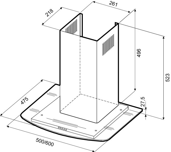 Купить Купольная вытяжка KRONA JASMIN 500 inox/glass push button  — Фото 2