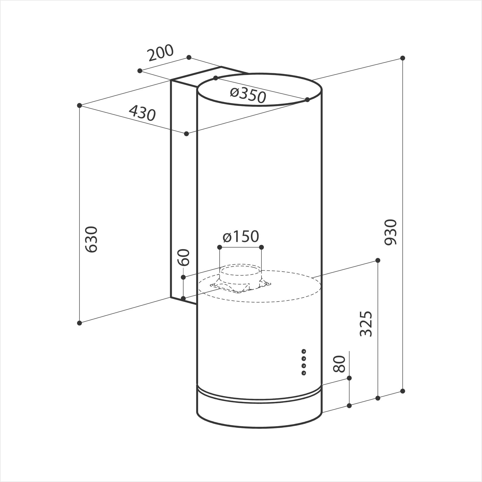 Купить Островная вытяжка LEX TUBO 350 нержавеющая сталь — Фото 2