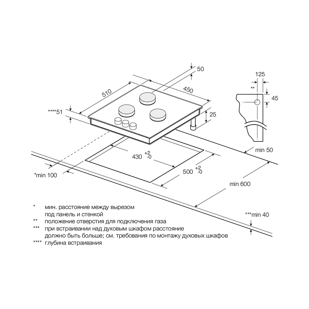 Купить Газовая варочная панель GRAUDE GS 45.1 W — Фото 2