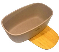 Frybest BM-01-1 Хлебница бамбуковая с разделочной доской, кофе											